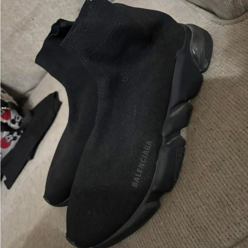 Balenciaga Men's Black Knit Sneakers